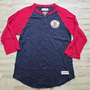 Mitchell Ness St Louis Cardinals Cooperstown Collection Raglan 1/2 Sleeve M Tee